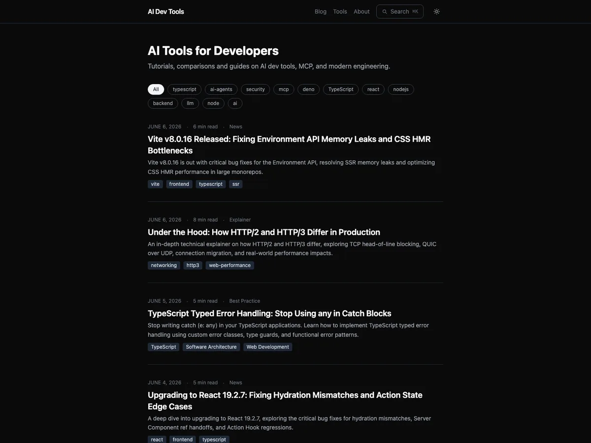 AI Dev Blogs homepage